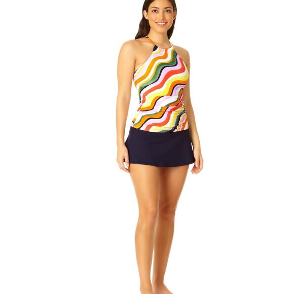 NWT Anne Cole Women's High Neck Tankini Top Multicolor Sizes XS-L $80 LLL255 - Picture 5 of 7